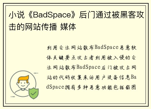 小说《BadSpace》后门通过被黑客攻击的网站传播 媒体
