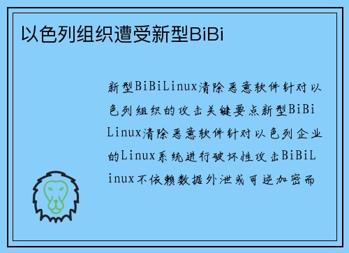 以色列组织遭受新型BiBi